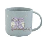 CDF ètendue 美濃燒木蓋杯子 - 藍色貓頭鷹款正面